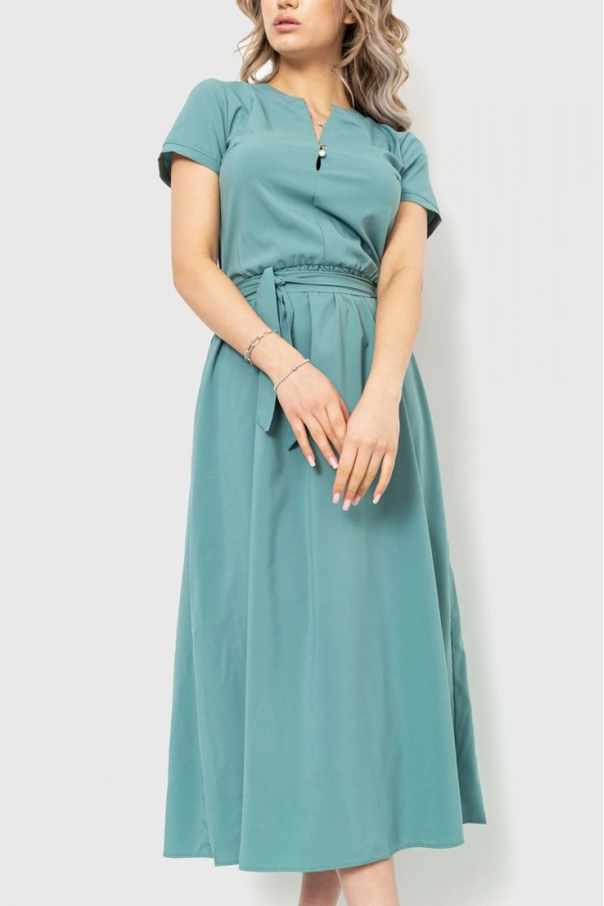 Купити Сукня однотонна  - уцінка, колір темно-оливковий, 230R006-U - Фото №1