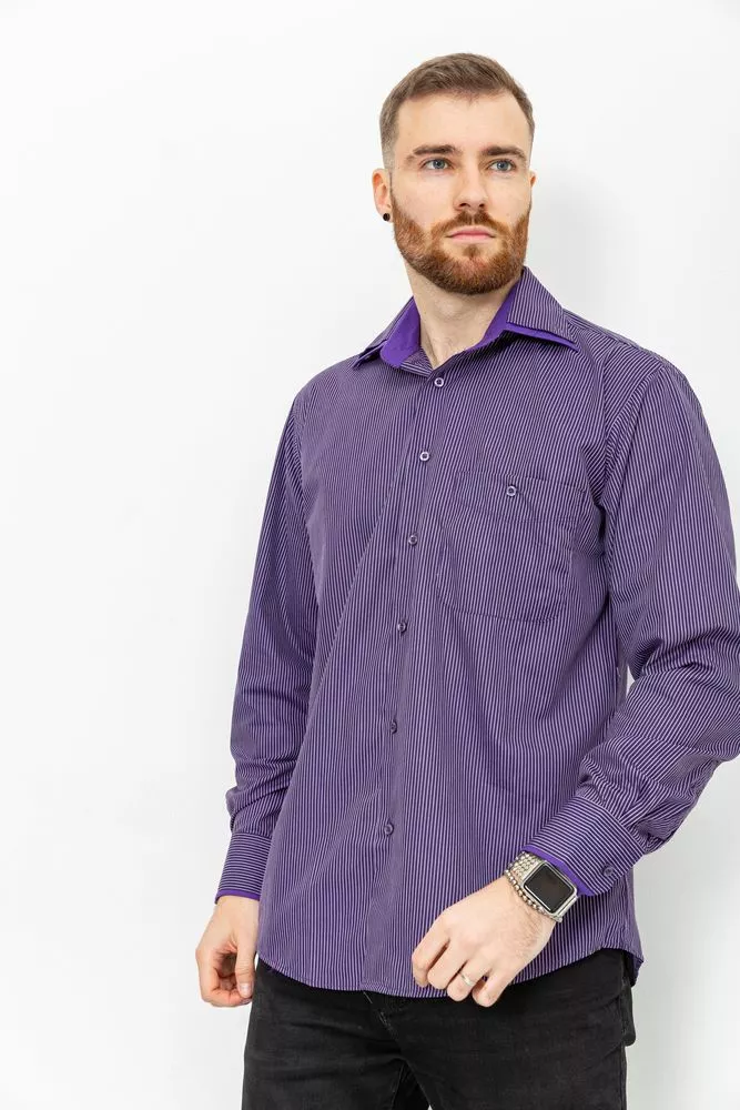 Купити Сорочка чоловіча в смужку, колір фіолетовий, 131R151013 оптом - Фото №1