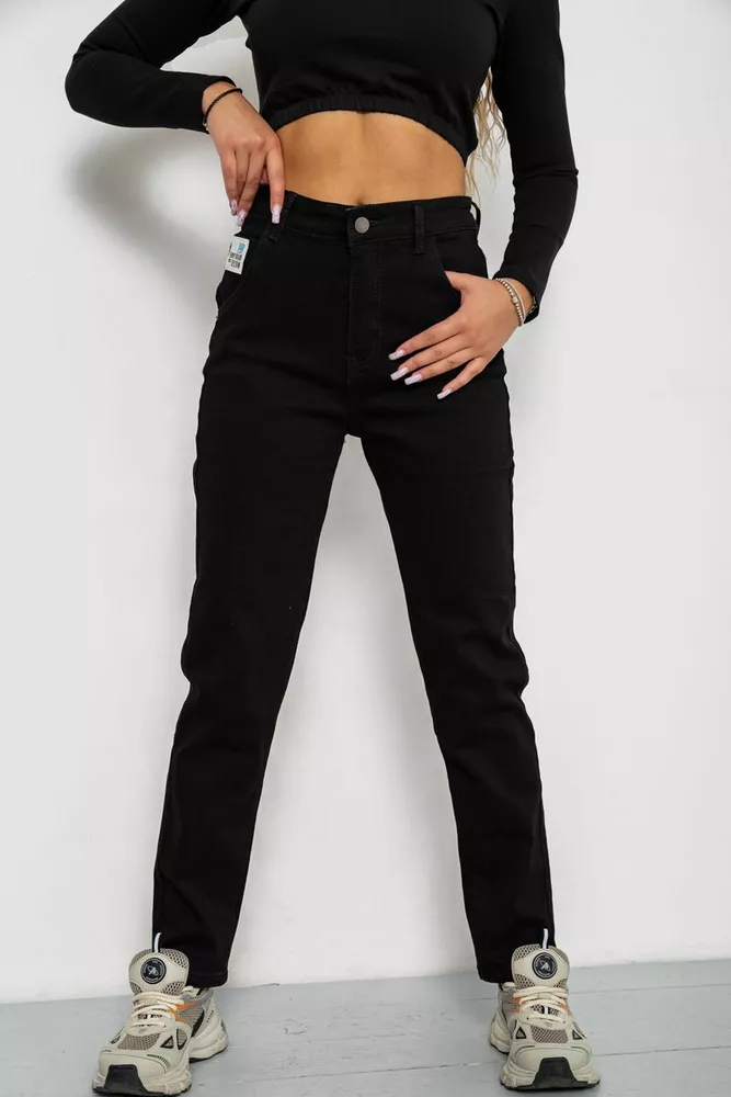 Купити Джинси жіночі стрейч, колір чорний, 182R3021-1 оптом - Фото №1