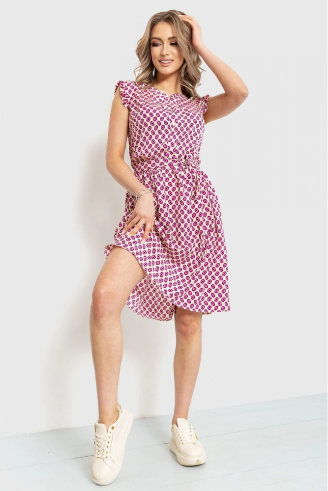 Купити Сукня з принтом  - уцінка, колір бежево-рожевий, 230R007-2-U - Фото №1