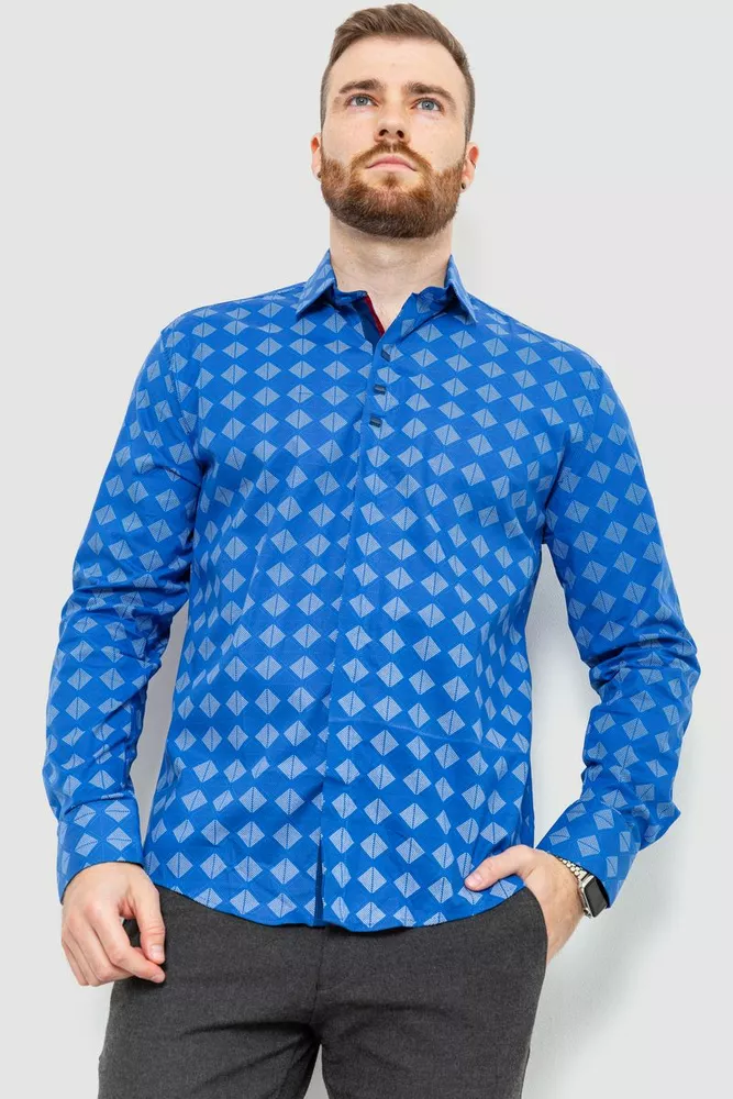 Купить Рубашка мужская с принтом, цвет электрик, 214R7039 оптом - Фото №1