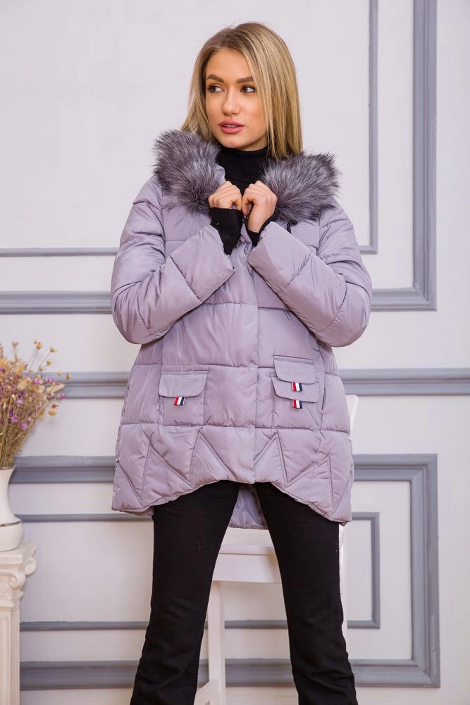 Купить Демисезонная женская куртка удлиненная цвет Серый 167R802 - Фото №1