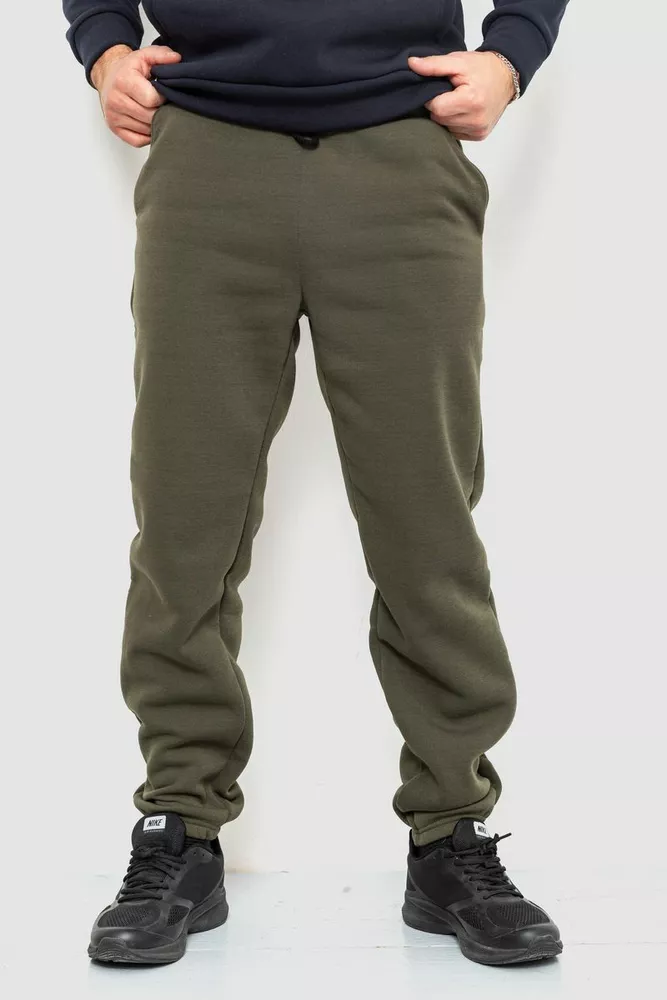Купити Спорт чоловічі штани на флісі  -уцінка, колір хакі, 241R001-U-1 - Фото №1