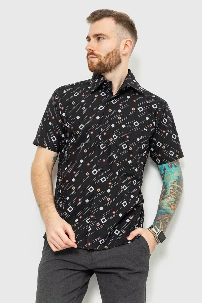 Купить Рубашка мужская с принтом, цвет черный, 167R966 - Фото №1