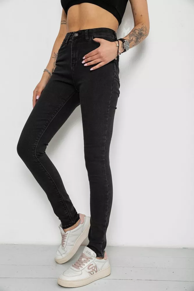 Купити Джинси жіночі Skinny, колір чорний, 182R5126 - Фото №3