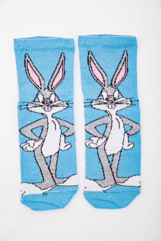 Купити Жіночі шкарпетки, блакитного кольору з мультяшним принтом, 167R360 - Фото №1