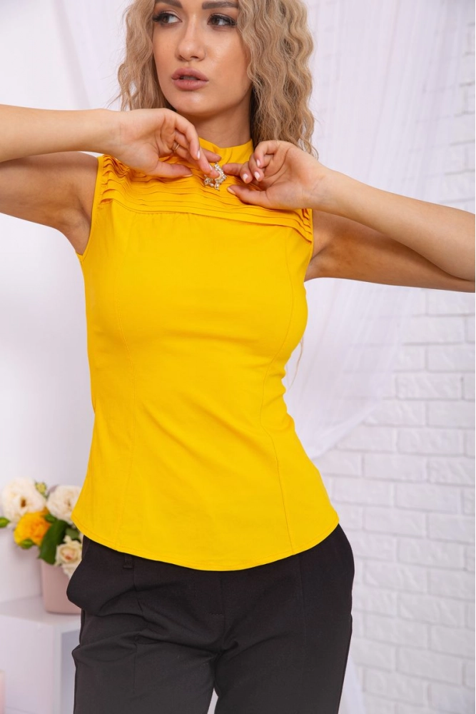 Купить Нарядная летняя блуза желтого цвета 167R051-2 - Фото №1