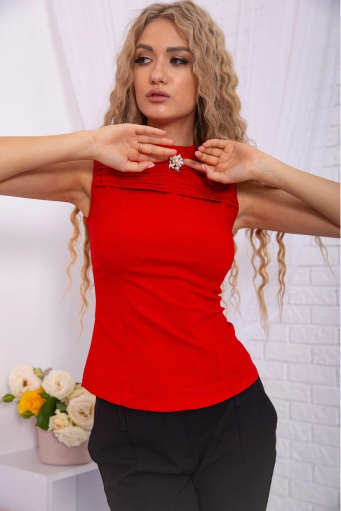 Купити Ошатна літня блуза червоного кольору 167R051-2 оптом - Фото №1
