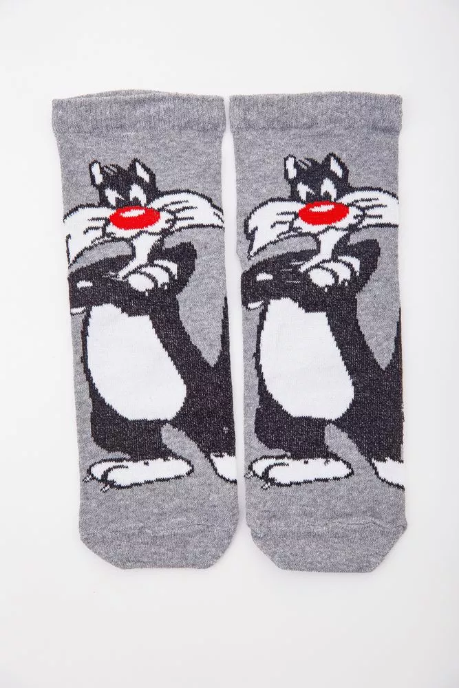 Купити Жіночі шкарпетки, світло-сірого кольору з мультяшним принтом, 167R360 оптом - Фото №1