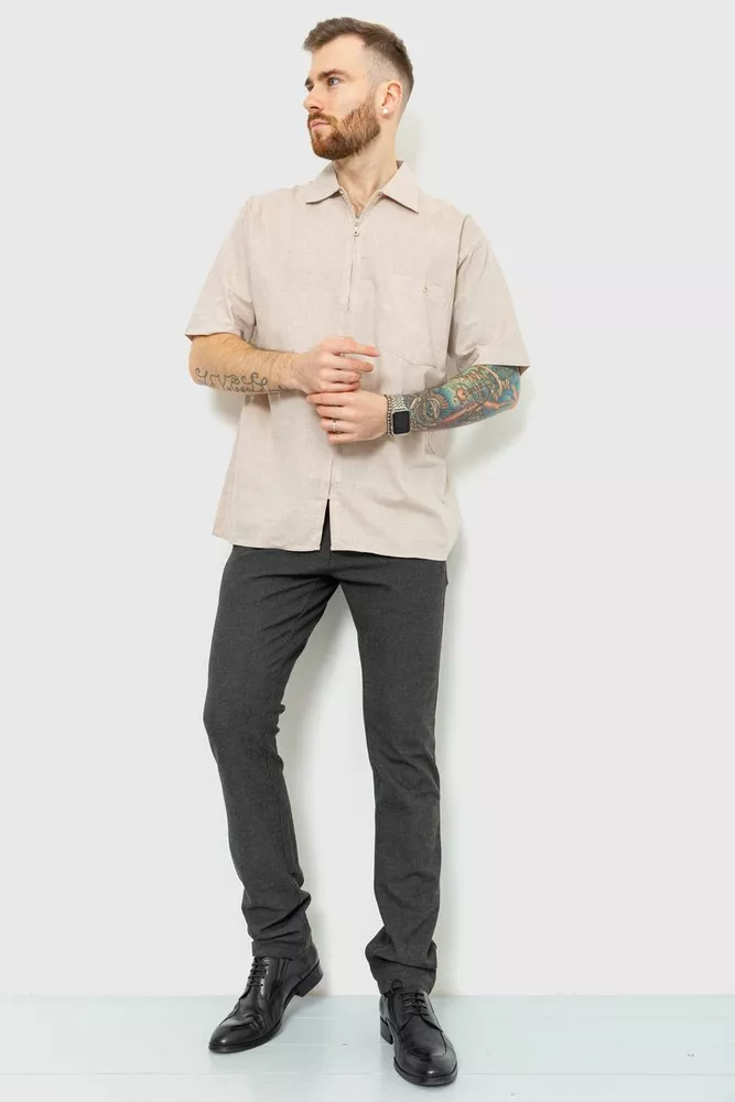 Купить Рубашка мужская на молнии, цвет капучино, 167R956 - Фото №1