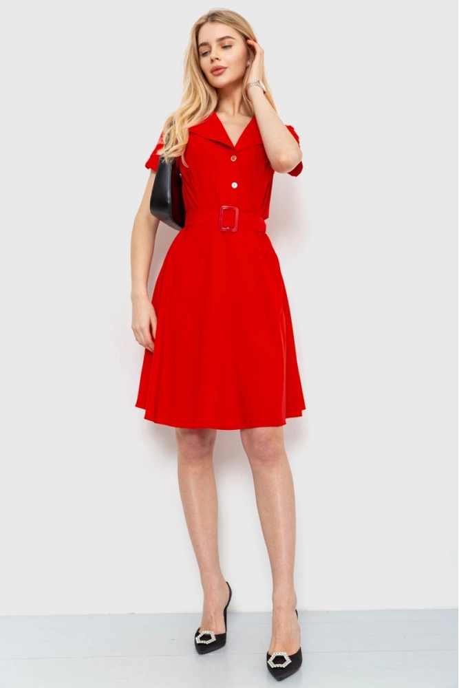 Купити Сукня шовкова, колір червоний, 230R024-1 - Фото №1