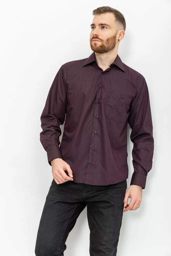 Купить Рубашка мужская в полоску, цвет черно-бордовый, 131R140132 оптом - Фото №1