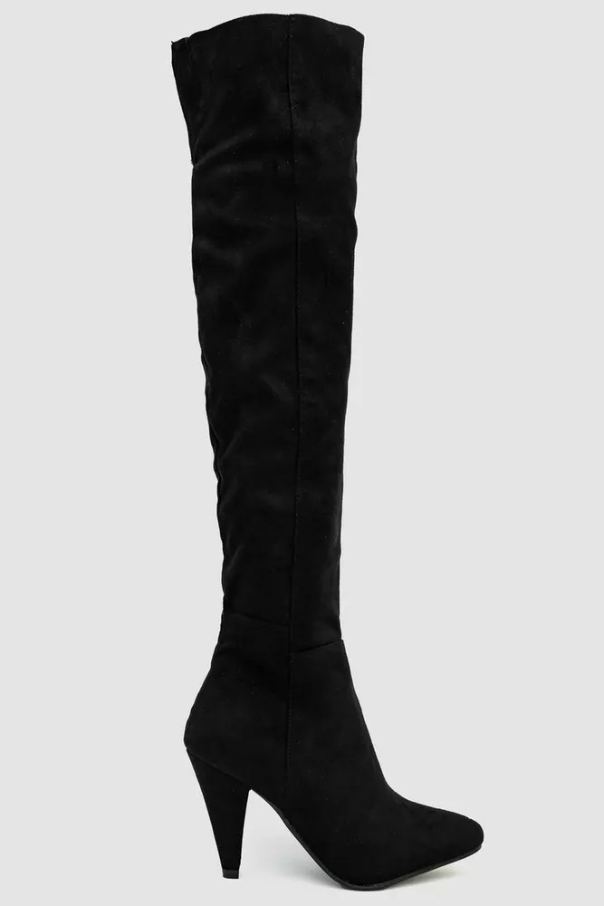 Купити Чоботи жіночі замша, колір чорний, 243RY16 - Фото №1