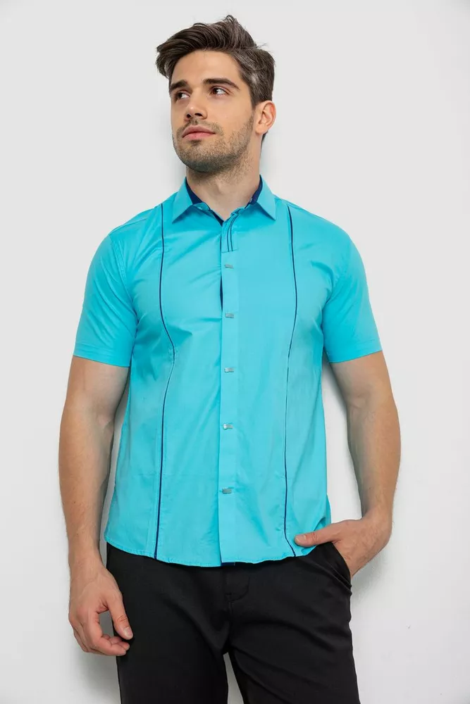 Купити Сорочка чоловіча однотонна, колір блакитний, 214R7003-5 - Фото №1