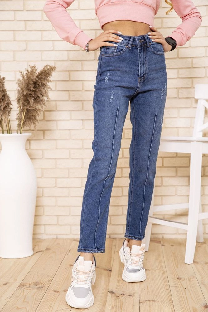 Купить Свободные женские джинсы синего цвета 164R9032 - Фото №1