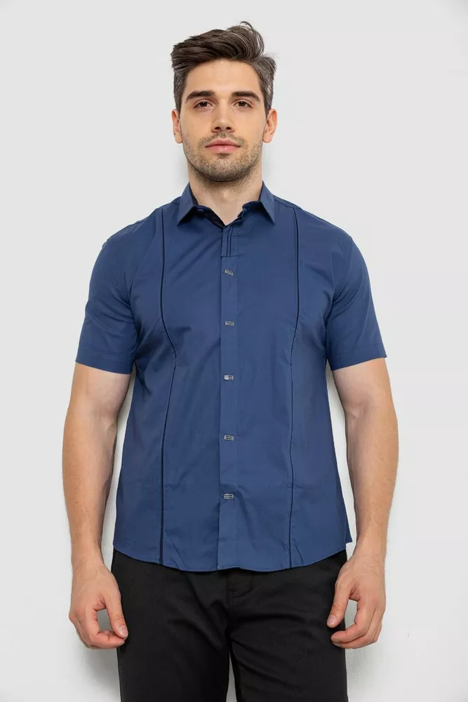 Купити Сорочка чоловіча однотонна, колір синій, 214R7003-5 - Фото №1