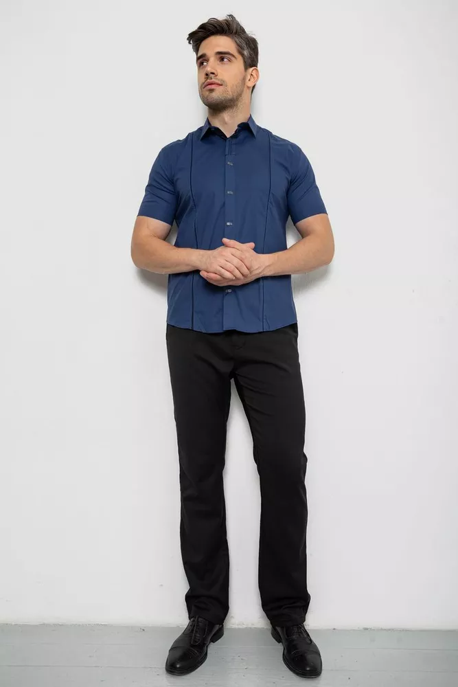 Купити Сорочка чоловіча однотонна, колір синій, 214R7003-5 - Фото №2