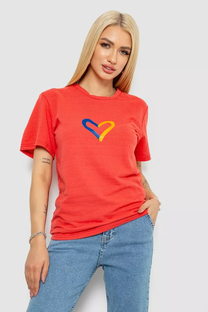 Купити Футболка жіноча з принтом, колір кораловий, 238R330 оптом - Фото №1