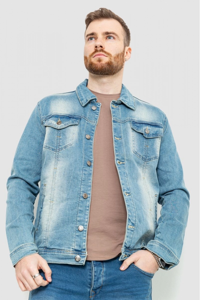Купити Джинсова куртка чоловіча, колір світло-блакитний, 157R2014 - Фото №1