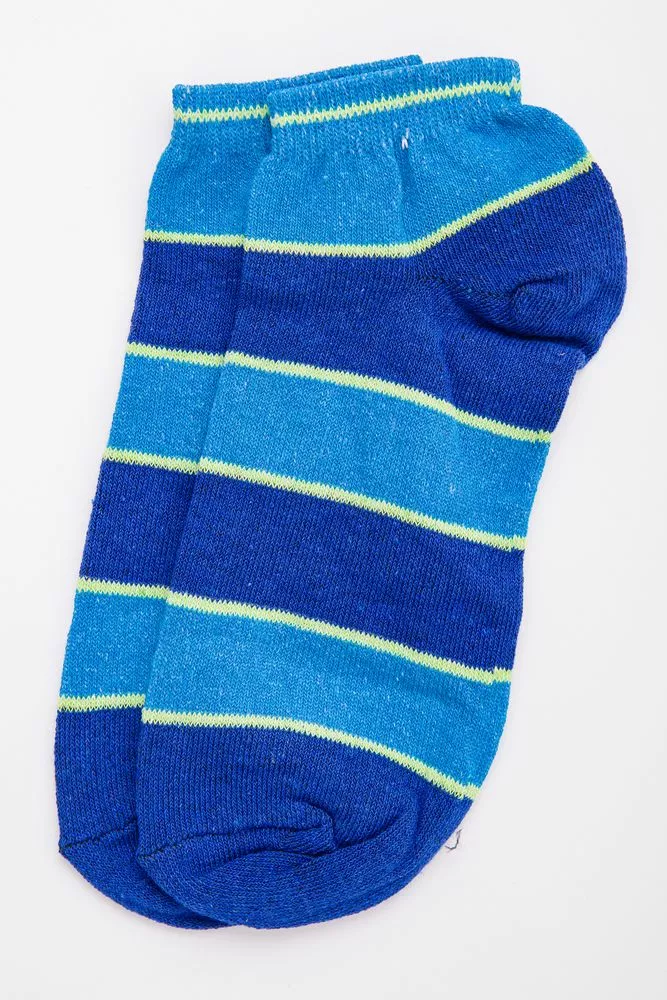 Купити Жіночі короткі шкарпетки, в синьо-блакитну смужку, 131R137093 - Фото №1