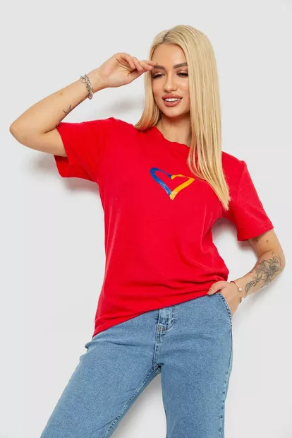 Футболка жіноча з принтом, колір червоний, 238R330