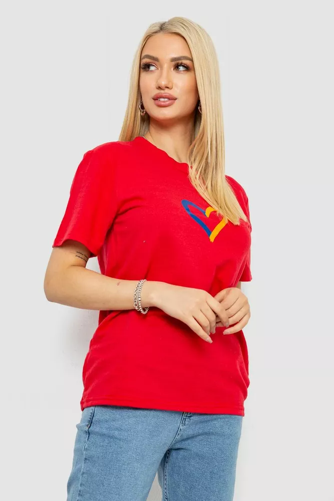 Купити Футболка жіноча з принтом, колір червоний, 238R330 - Фото №3