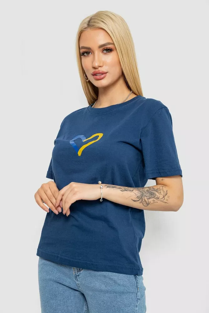 Купити Футболка жіноча з принтом, колір синій, 238R330 оптом - Фото №3