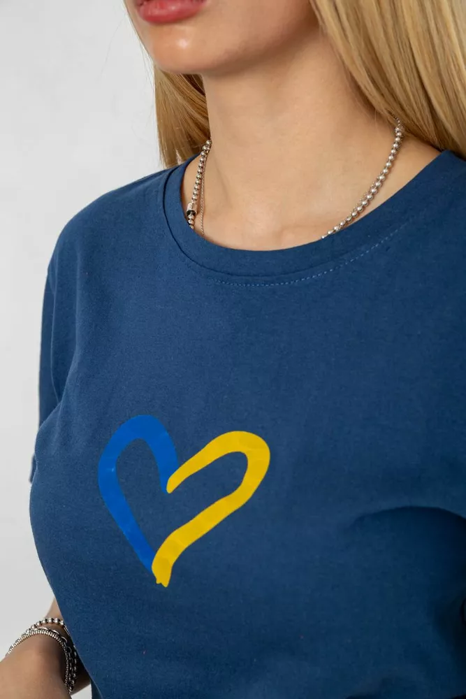 Купити Футболка жіноча з принтом, колір синій, 238R330 оптом - Фото №5