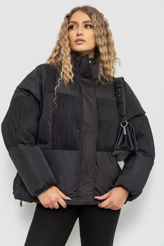Купити Куртка жіноча демісезонна, колір чорний, 129R8017 - Фото №1