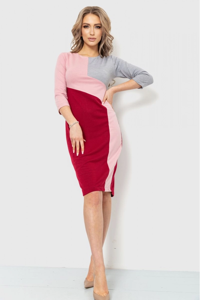 Купити Сукня повсякденна  - уцінка, колір бордово-сірий, 230R132-U - Фото №1