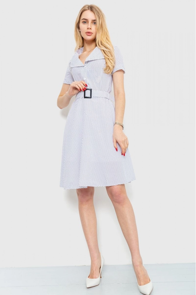 Купити Сукня з принтом дрібний горох, колір біло-чорний, 230R024-7 - Фото №1