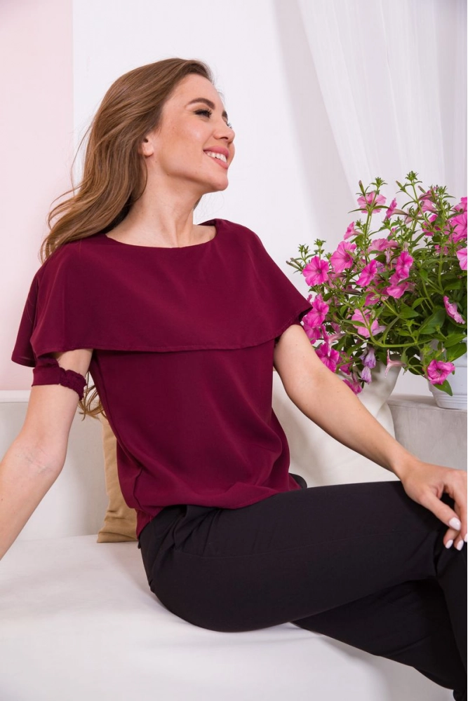 Купити Блуза жіноча  -уцінка, колір бордовий, 119R317U - Фото №1