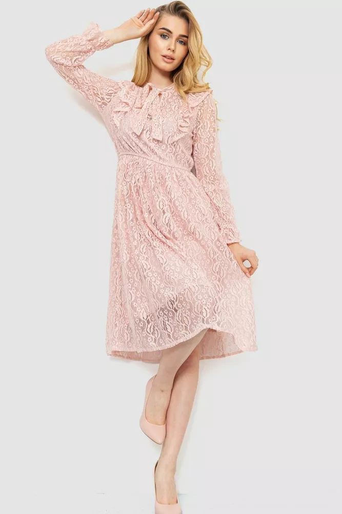 Купити Ошатне плаття, колір пудровий, 186R1959 - Фото №1
