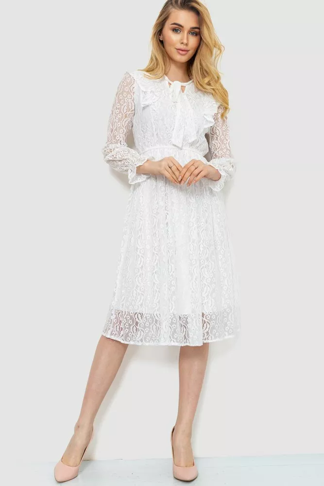 Купити Ошатне плаття, колір білий, 186R1959 оптом - Фото №1