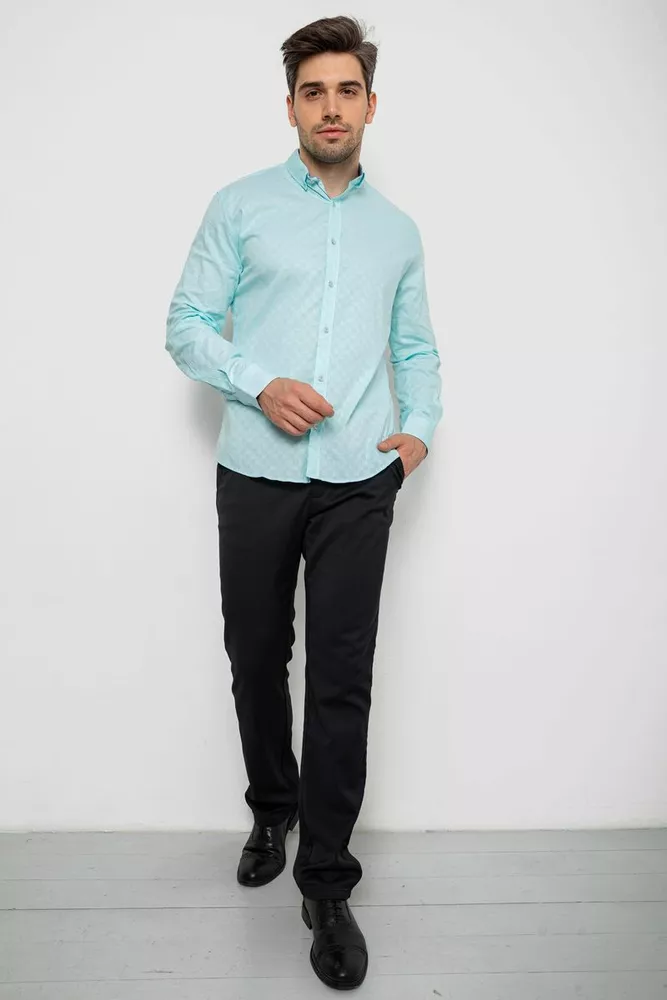 Купити Сорочка чоловіча однотонна, колір блакитний, 214R7075 - Фото №2