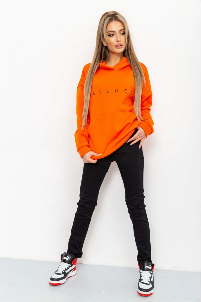 Купить Худи женский на флисе, цвет оранжевый, 177R035 - Фото №1