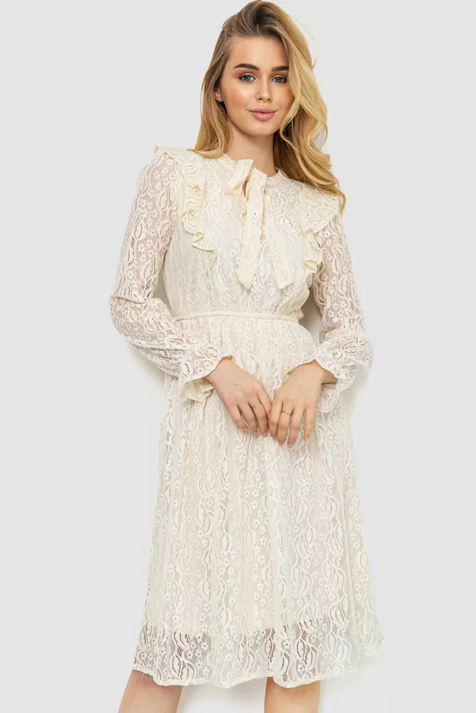 Купить Платье нарядное, цвет кремовый, 186R1959 - Фото №1