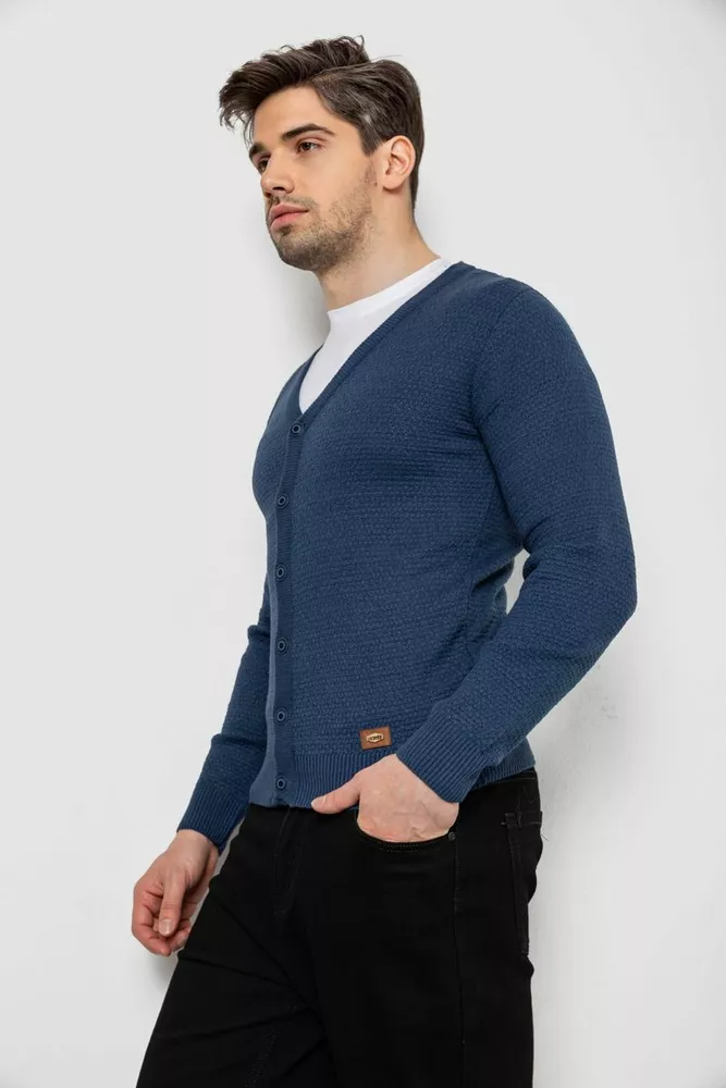Купити Кофта чоловіча на ґудзиках, колір джинс, 238R1055 - Фото №3
