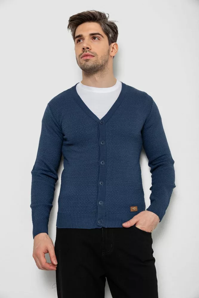Купити Кофта чоловіча на ґудзиках, колір джинс, 238R1055 - Фото №1