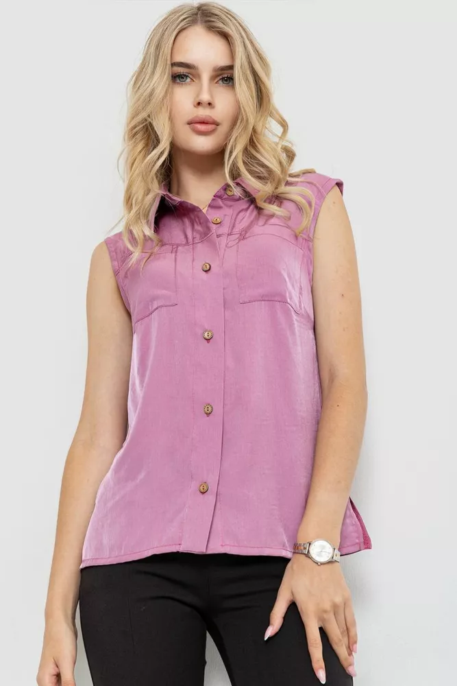 Купити Блуза без рукавів однотонна, колір сливовий, 102R068-4 - Фото №1