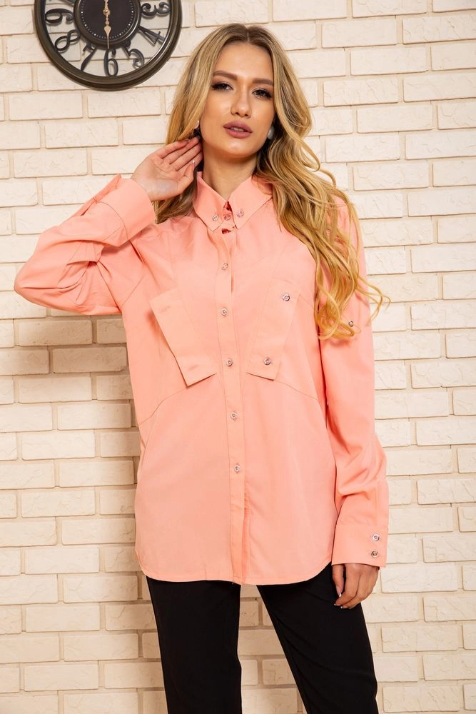 Купити Жіноча сорочка з довгими рукавами, персикового кольору, 102R140 - Фото №1