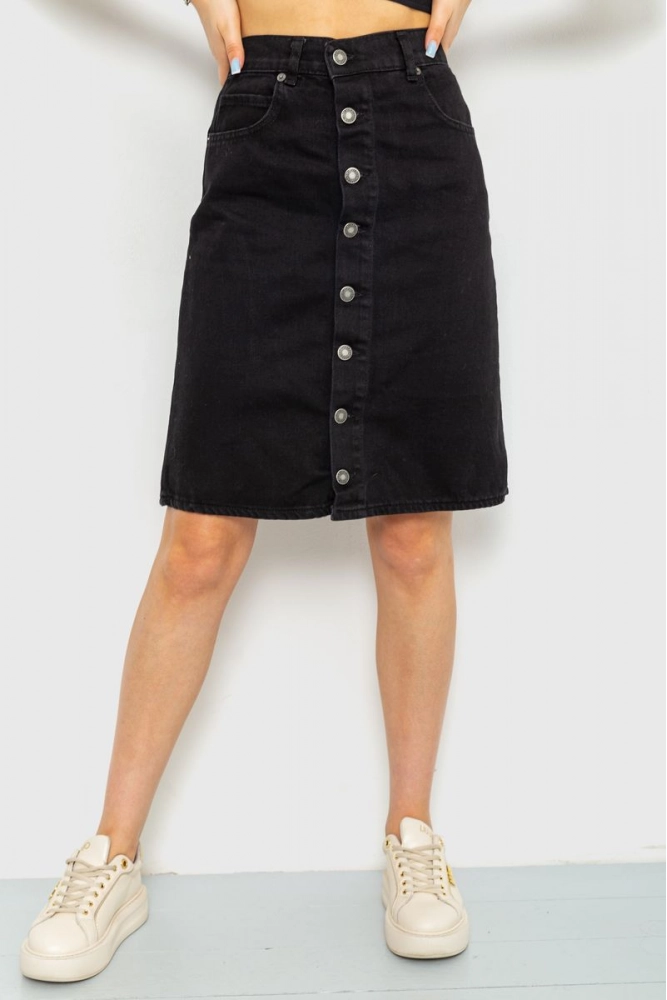 Купить Джинсовая юбка, цвет черный, 214R2558 - Фото №1
