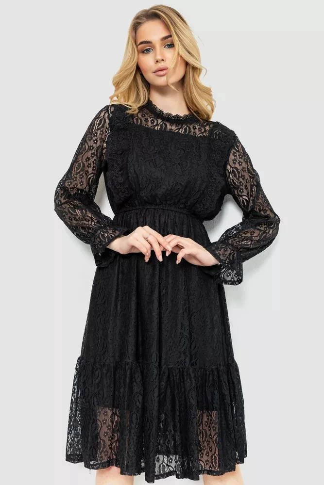 Купити Ошатне плаття, колір чорний, 186R1961 - Фото №1