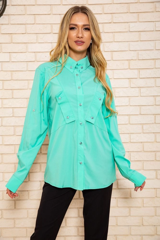 Купить Женская рубашка с длинными рукавами, мятного цвета, 102R140 - Фото №1