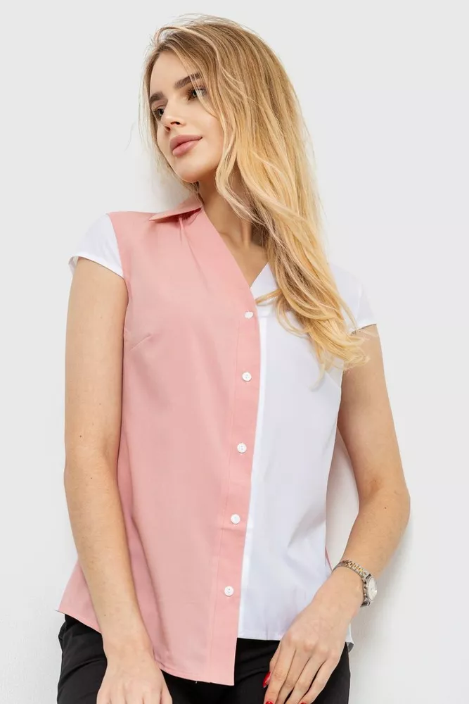 Купити Блуза двухцветная, колір пудровий, 230R99 оптом - Фото №1