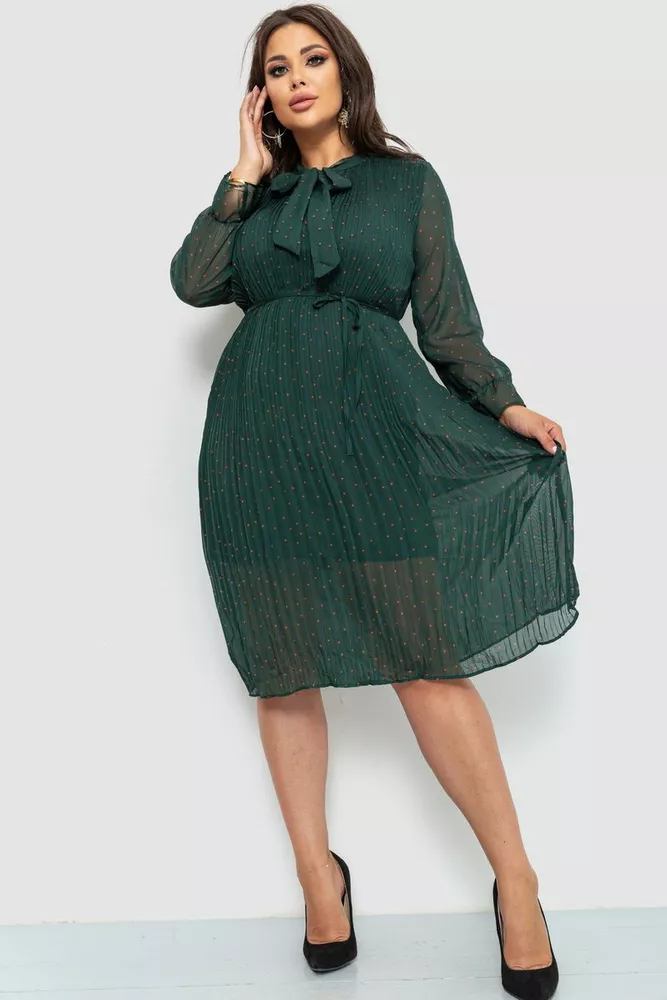 Купити Сукня шифонова, колір темно-зелений, 204R721-1 - Фото №1