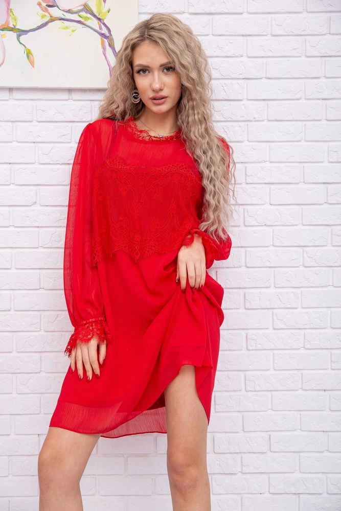 Купити Сукня, колір червоний, 188R064 - Фото №1