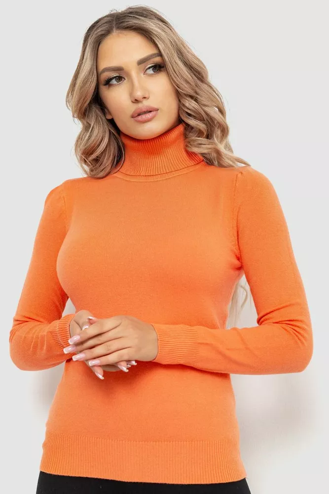 Купить Гольф женский базовый однотонный, цвет оранжевый, 221R042 - Фото №1