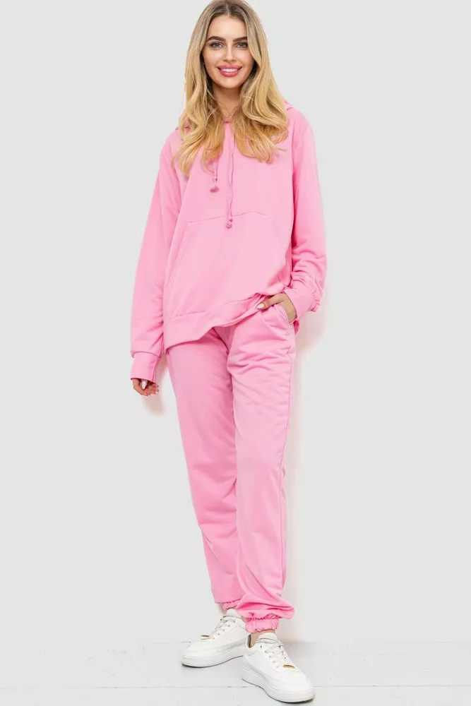 Купить Спорт костюм женский двухнитка, цвет розовый, 244R009 оптом - Фото №1