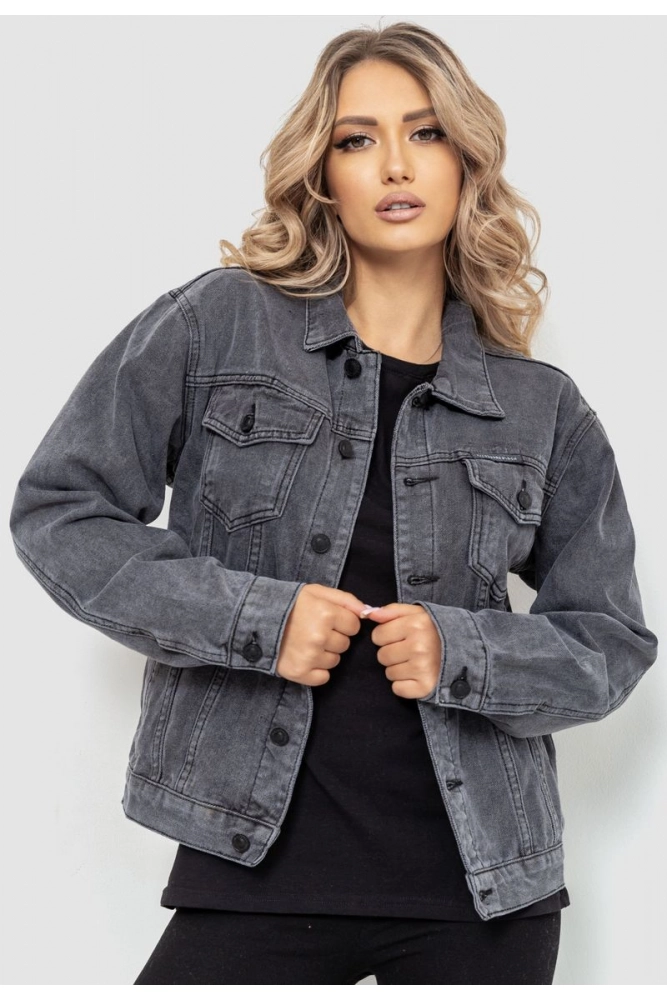 Купить Куртка женская джинсовая, цвет серый, 182R904-1 - Фото №1